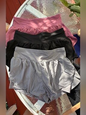 Women’s Ruffled Lounge Shorts Bundle- Pink, Black, Gray